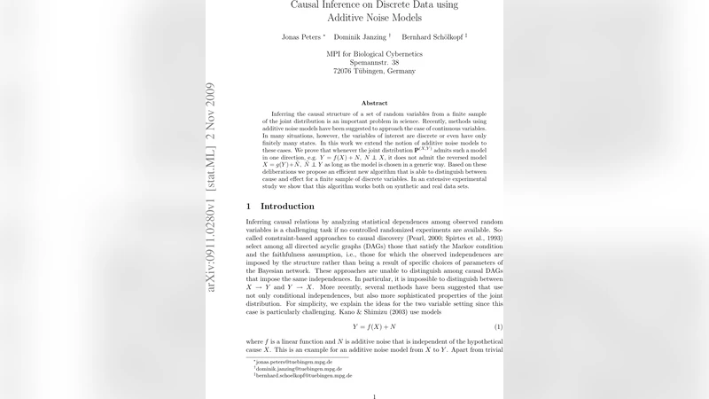 Causal Inference on Discrete Data using Additive Noise Models