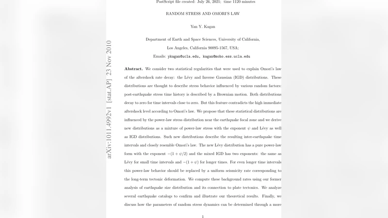 Random stress and Omoris law