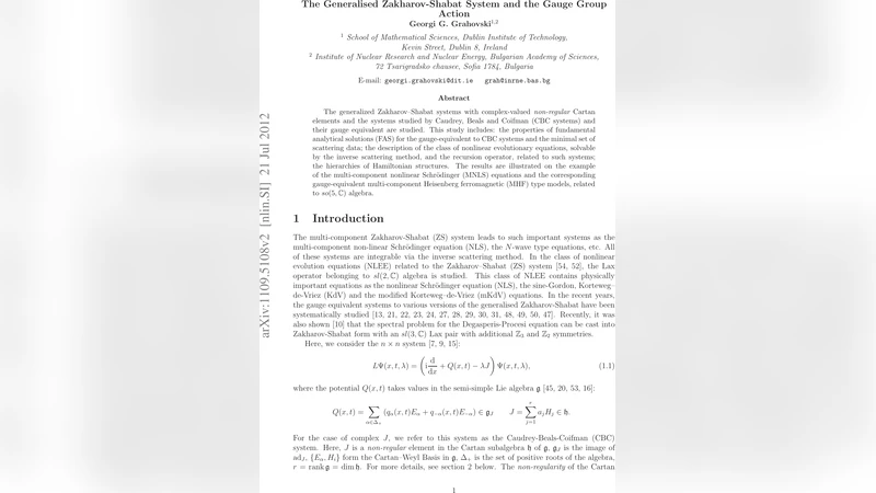 The Generalised Zakharov-Shabat System and the Gauge Group Action