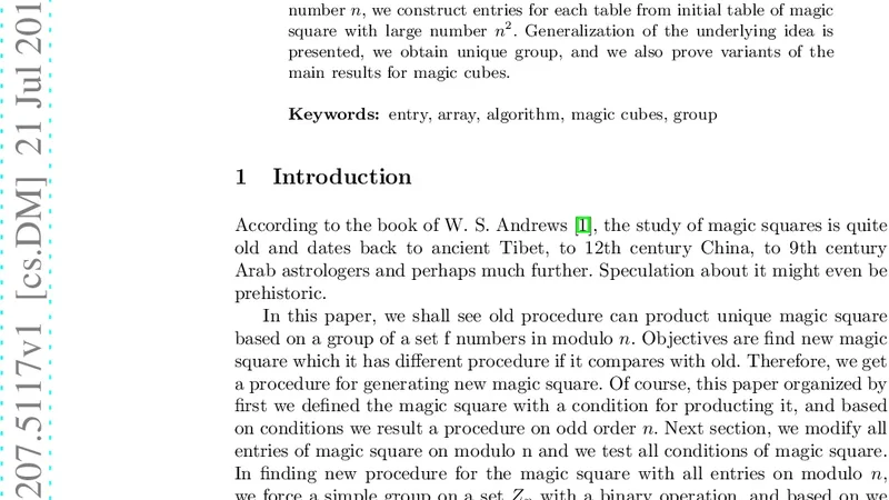 Algebraic on Magic Square of Odd Order n