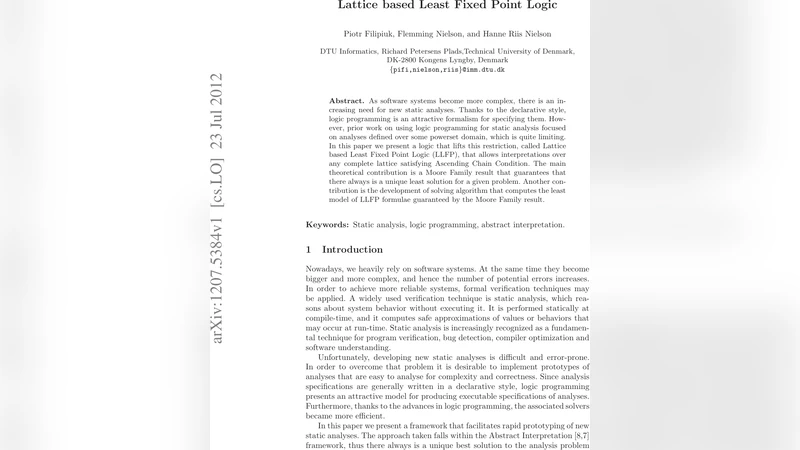 Lattice based Least Fixed Point Logic