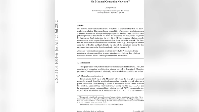 On Minimal Constraint Networks