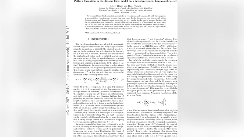 Pattern formation in the dipolar Ising model on a two-dimensional   honeycomb lattice