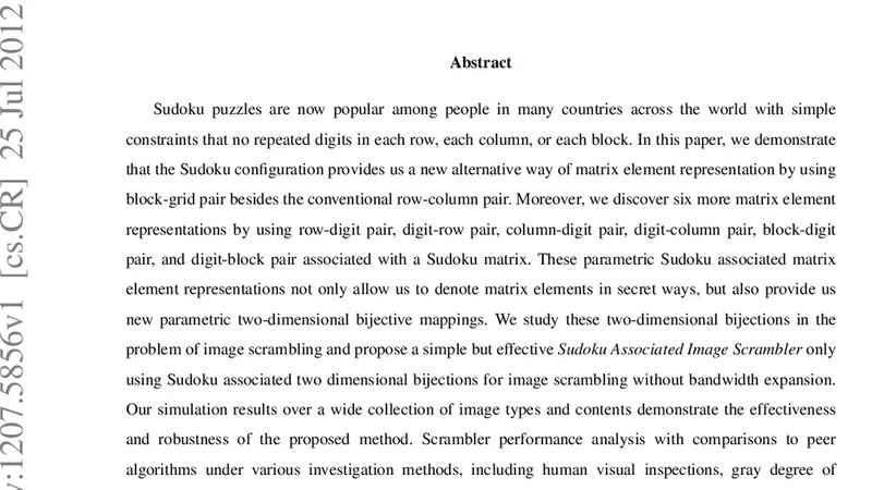Sudoku Associated Two Dimensional Bijections for Image Scrambling