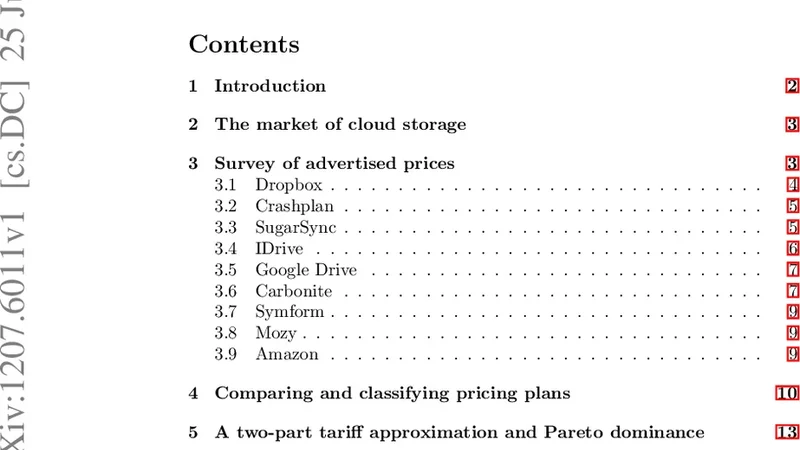 Analysis of cloud storage prices