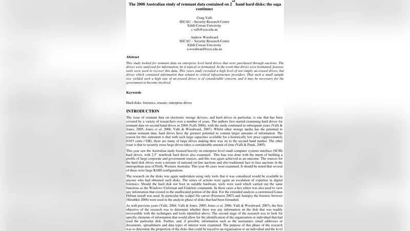 The 2008 Australian study of remnant data contained on 2nd hand hard   disks: the saga continues