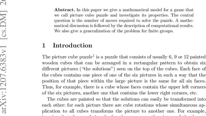 Analysis of the picture cube puzzle