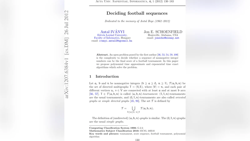 Deciding football sequences