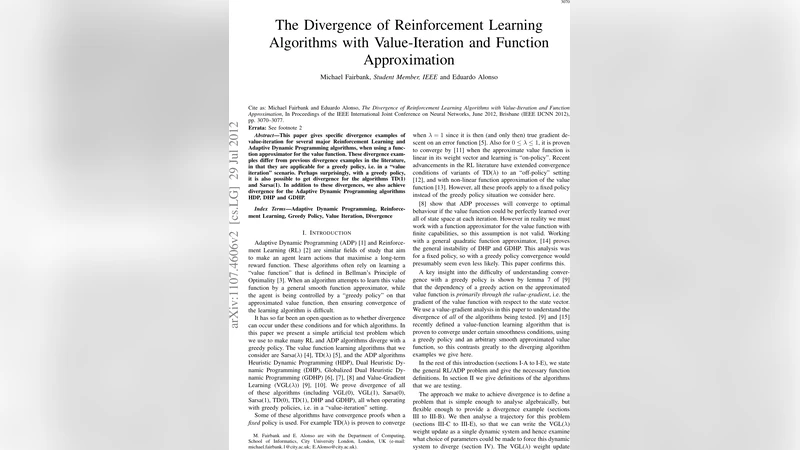 The Divergence of Reinforcement Learning Algorithms with Value-Iteration   and Function Approximation