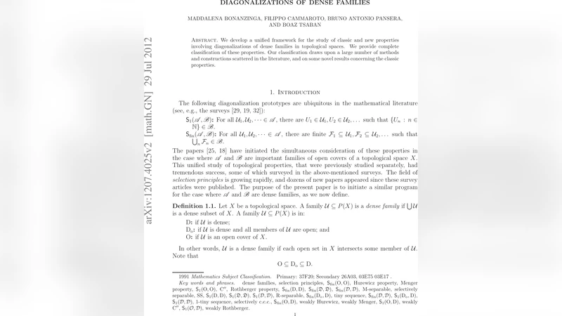 Diagonalizations of dense families