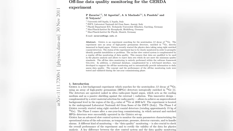 Off-line data quality monitoring for the GERDA experiment