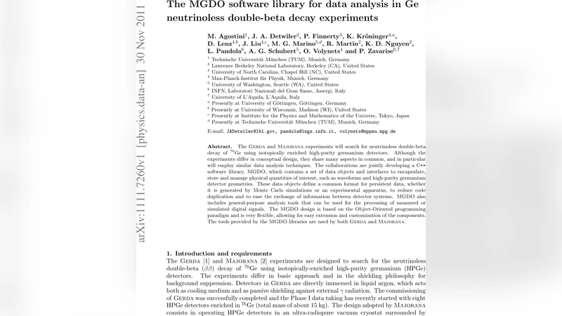 The MGDO software library for data analysis in Ge neutrinoless   double-beta decay experiments