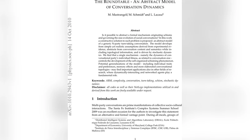 The roundtable: an abstract model of conversation dynamics