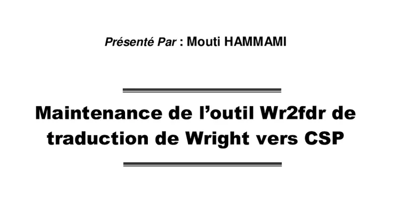 Maintenance de loutil Wr2fdr de traduction de Wright vers CSP