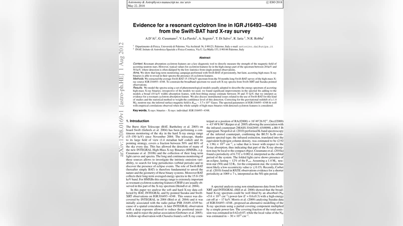 Evidence for a resonant cyclotron line in IGR J16493-4348 from the   Swift-BAT hard X-ray survey