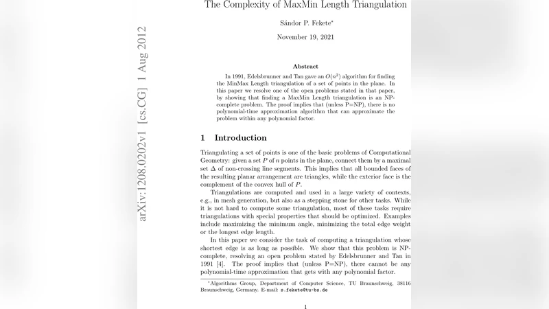 The Complexity of MaxMin Length Triangulation