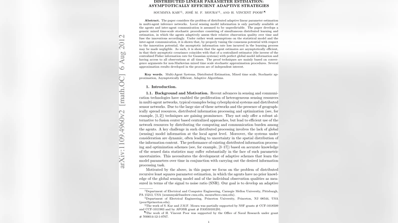 Distributed Linear Parameter Estimation: Asymptotically Efficient   Adaptive Strategies