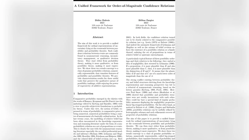 A Unified framework for order-of-magnitude confidence relations