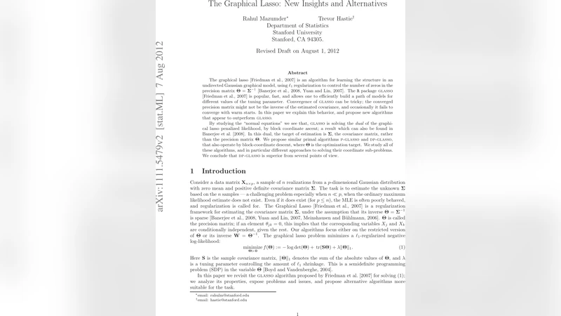 The Graphical Lasso: New Insights and Alternatives