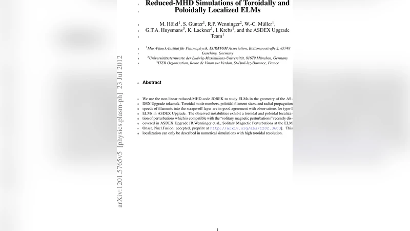 Reduced-MHD Simulations of Toroidally and Poloidally Localized ELMs