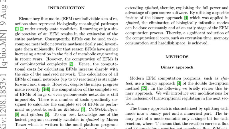 Utilizing gene regulatory information to speed up the calculation of   elementary flux modes