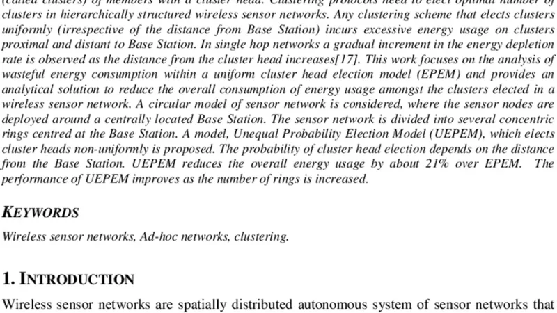 Determination Of Optimal Number Of Clusters In Wireless Sensor Networks