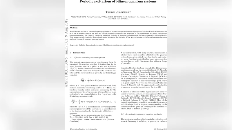 Periodic excitations of bilinear quantum systems