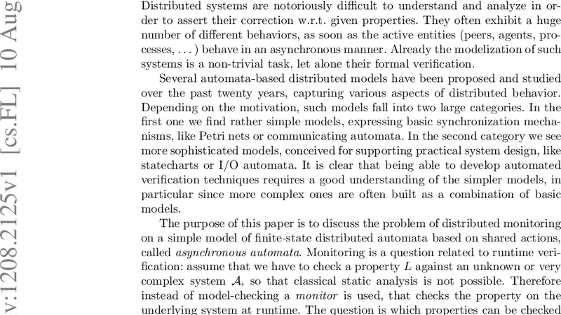 On distributed monitoring of asynchronous systems