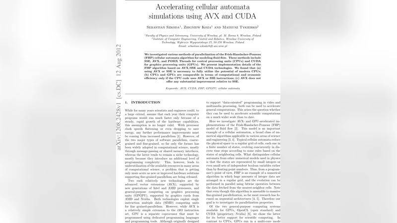 Accelerating cellular automata simulations using AVX and CUDA