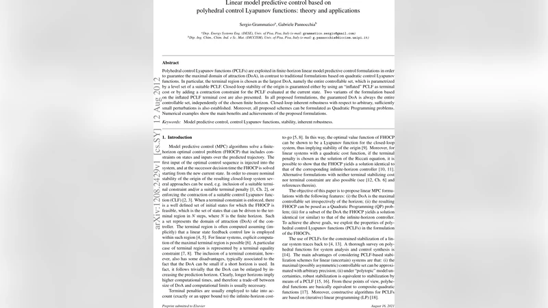 Linear model predictive control based on polyhedral control Lyapunov   functions: theory and applications