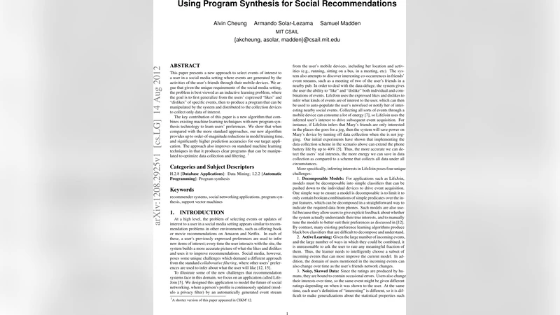 Using Program Synthesis for Social Recommendations