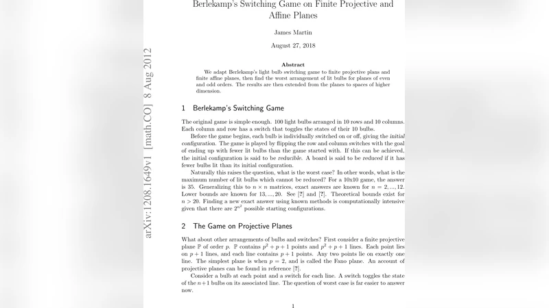 Berlekamps Switching Game on Finite Projective and Affine Planes