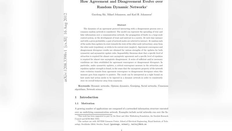 How Agreement and Disagreement Evolve over Random Dynamic Networks