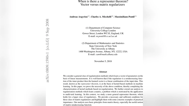 When is there a representer theorem? Vector versus matrix regularizers