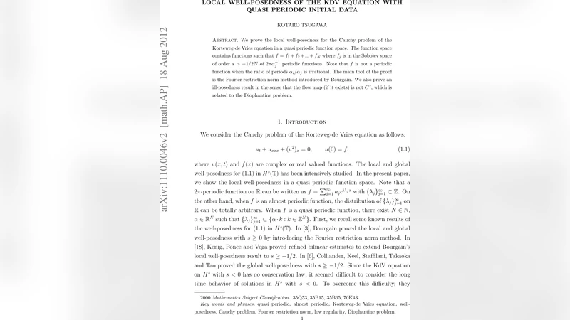 Local well-posedness of the KdV equation with quasi periodic initial   data