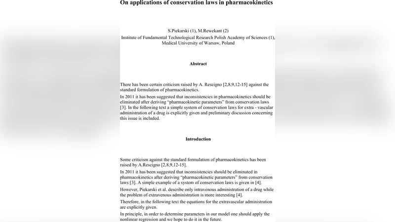 On applications of conservation laws in pharmacokinetics