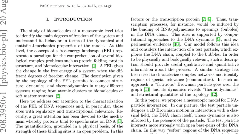 Mesoscopic Model for Free Energy Landscape Analysis of DNA sequences