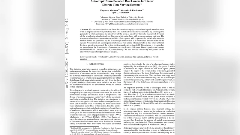 Anisotropic Norm Bounded Real Lemma for Linear Discrete Time Varying   Systems