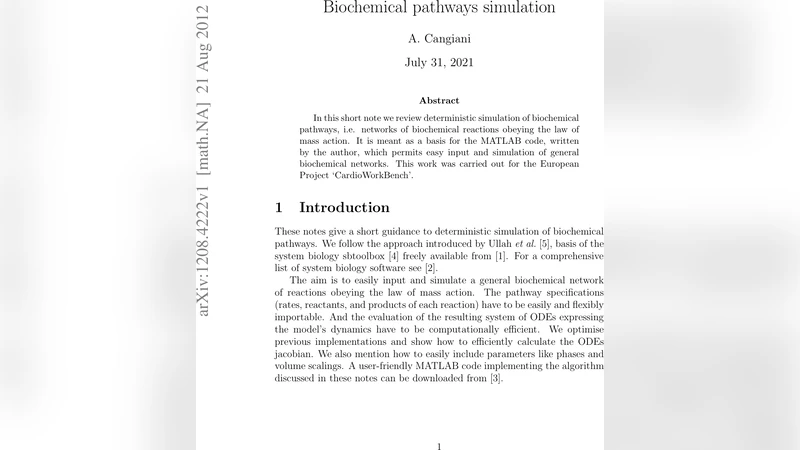 Biochemical pathways simulation