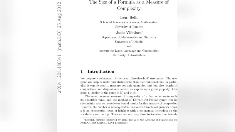 The size of a formula as a measure of complexity