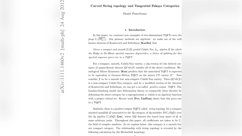 Curved String Topology and Tangential Fukaya Categories