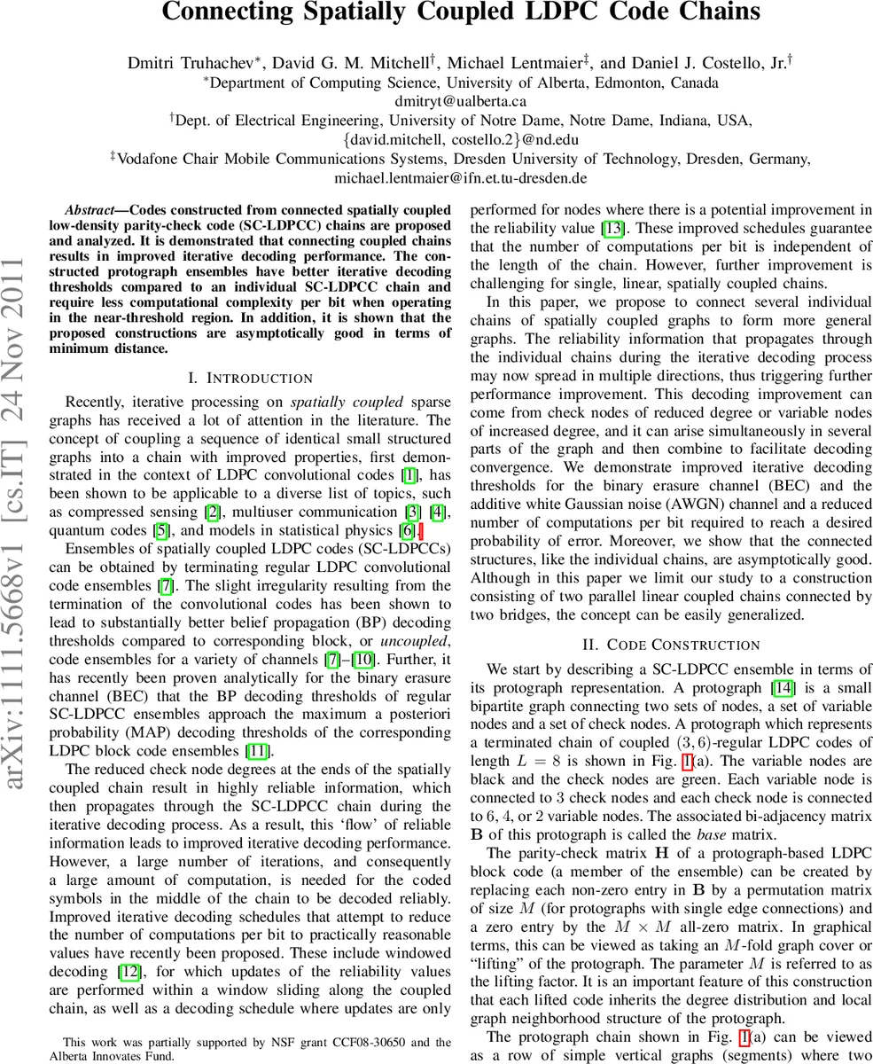 Connecting Spatially Coupled LDPC Code Chains