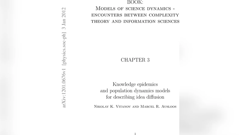 Knowledge epidemics and population dynamics models for describing idea   diffusion