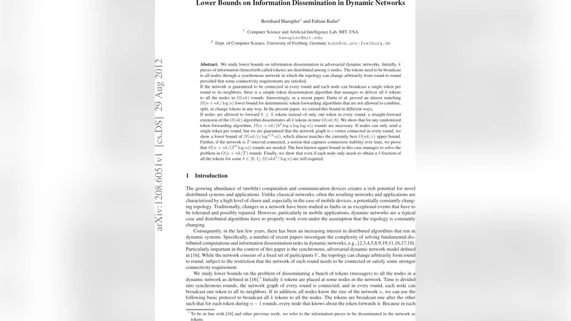 Lower Bounds on Information Dissemination in Dynamic Networks