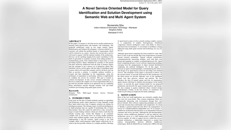 A Novel Service Oriented Model for Query Identification and Solution   Development using Semantic Web and Multi Agent System