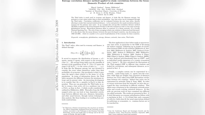 Entropy correlation distance method applied to study correlations   between the Gross Domestic Product of rich countries
