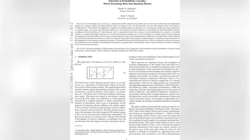 Selectivity in Probabilistic Causality: Where Psychology Runs Into   Quantum Physics