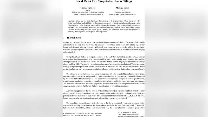 Local Rules for Computable Planar Tilings