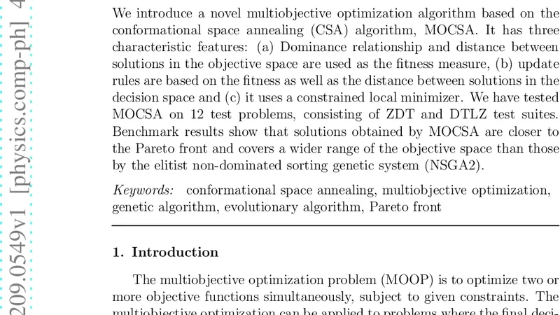 MOCSA: multiobjective optimization by conformational space annealing