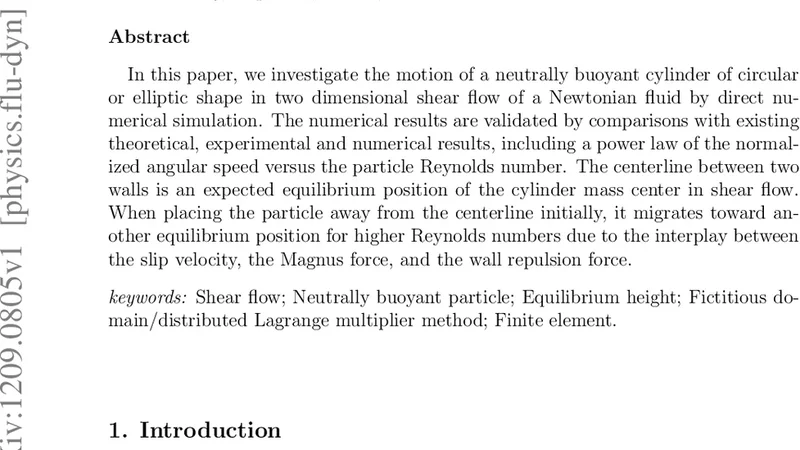 A numerical study of the motion of a neutrally buoyant cylinder in two   dimensional shear flow